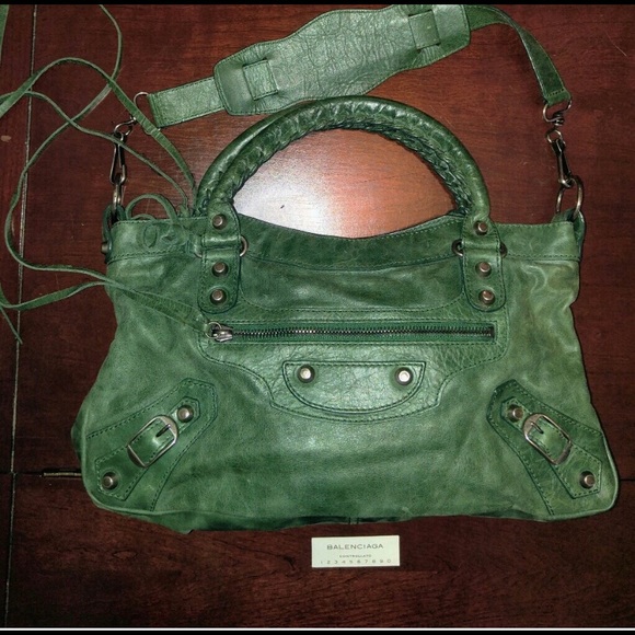 Balenciaga Handbags - Authentic Balenciaga medium green lambskin purse
